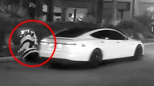 Tesla autonomă vs paznicul robot: Accident între vehicule controlate de inteligenţă artificială | VIDEO