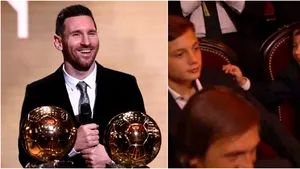 VIDEO. Reacţia adorabilă a fiului lui Messi, după ce tatăl său a stabilit un nou record, câştigând pentru a şasea oară Balonul de Aur