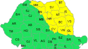 Atenţionare cod galben de ploi în 13 judeţe din nordul şi nord-estul ţării