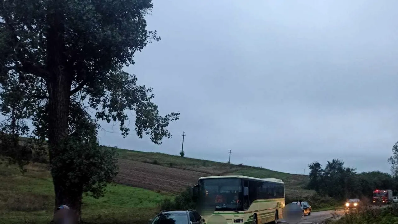 Neamţ: Cinci autoturisme şi un autobuz au rămas blocate din cauza aluviunilor şi a unui TIR derapat