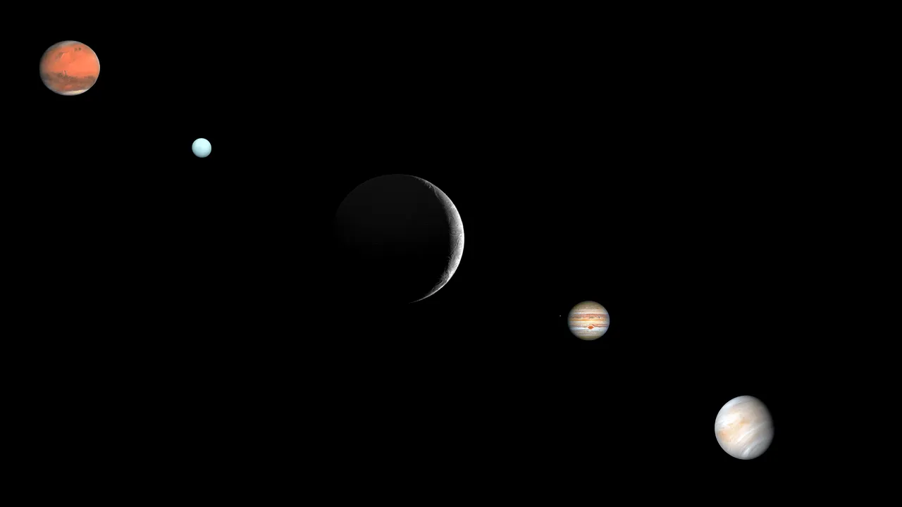 Spectacol pe cer. Jupiter şi Venus s-au aliniat cu Luna, aflată în fază de semilună. Planeta roşie, vizibilă cu ochiul liber 