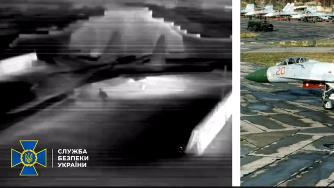 Drone ucrainene au lovit două avioane rusești Su-27 pe un aerodrom din Crimeea