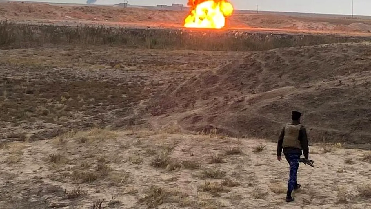 Două sonde petroliere au explodat în Irak, după ce au fost bombardate în timpul unui atac terorist