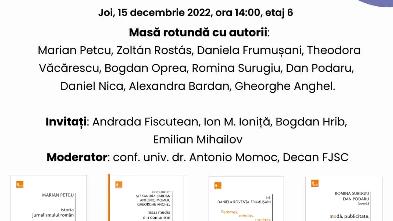 Lansări de carte ale profesorilor FJSC la sediul Facultăţii de Jurnalism