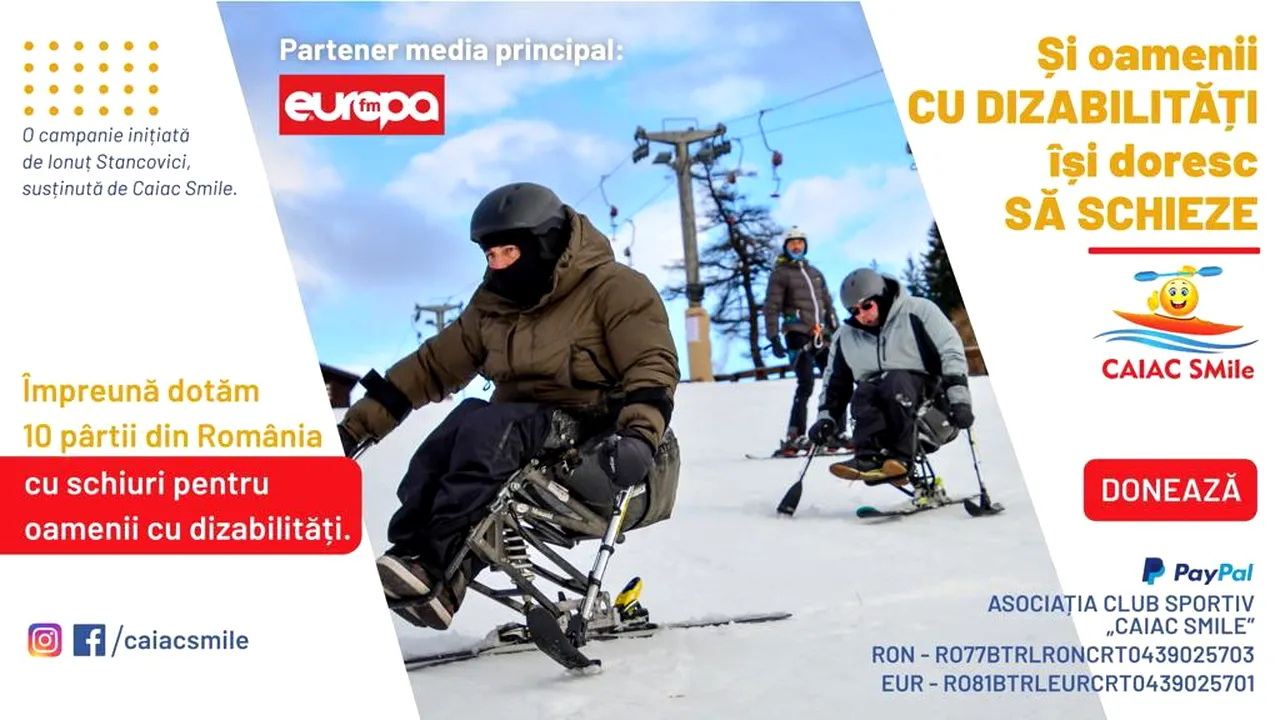 Prima iarnă pe pârtie. Persoanele cu dizabilităţi vor avea echipamente speciale pe pârtiile de schi