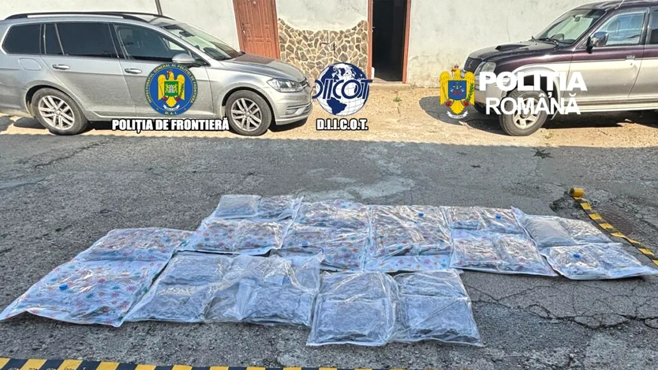 Captură de droguri la Petea. 38 de kilograme de canabis, găsite în plafonul unei autoutilitare