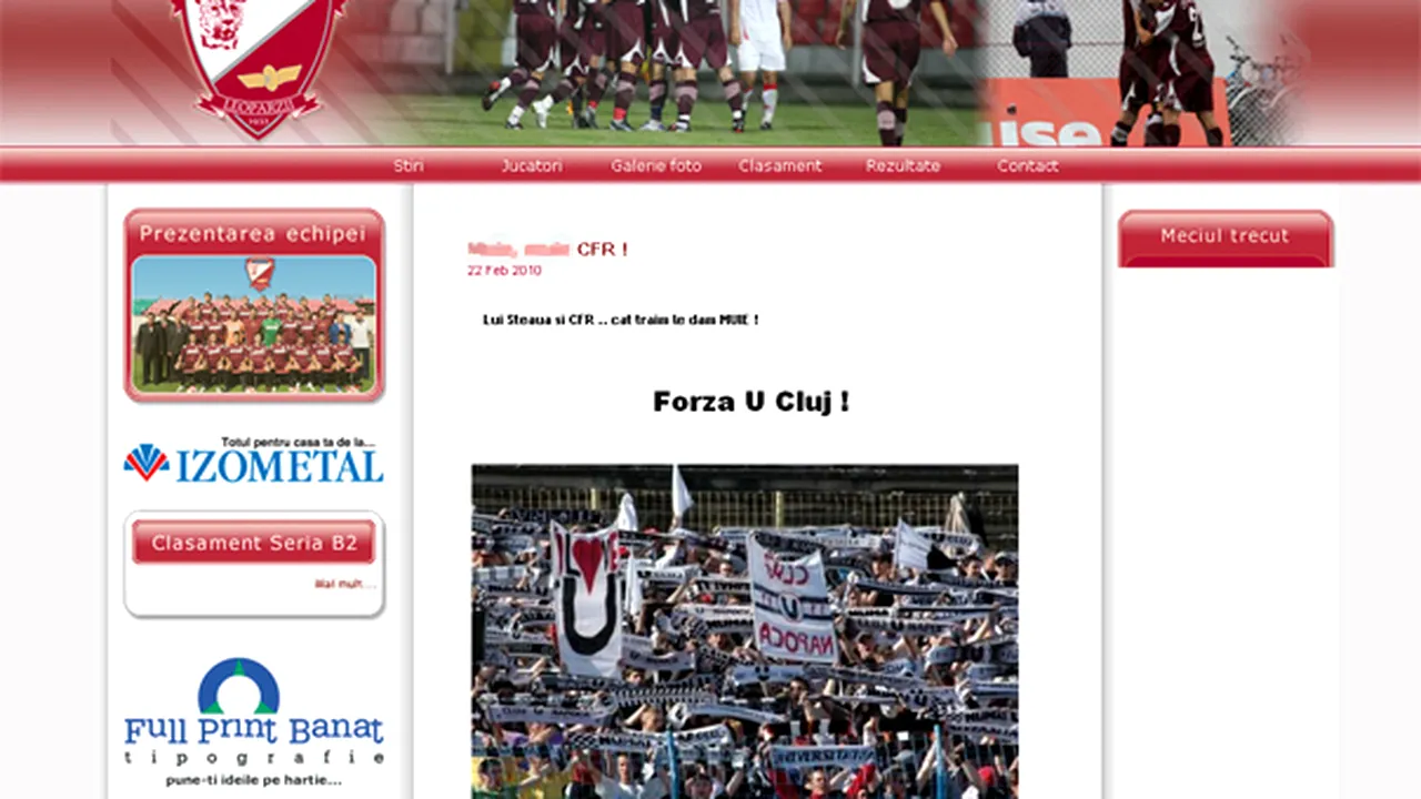 Site-ul oficial al grupării CFR Timişoara a fost atacat de hackeri