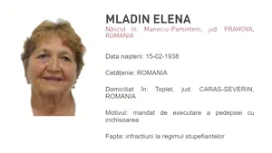 Cea mai în vârstă persoană data în urmărire din România: Elena Mladin de 82 de ani, condamnată pentru trafic de droguri 