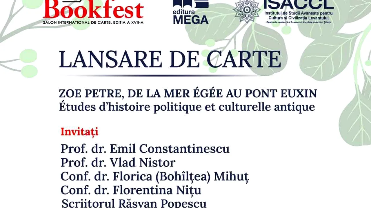 Volumele de studii ale Zoei Petre, lansate în prezenţa fostului preşedinte Emil Constantinescu