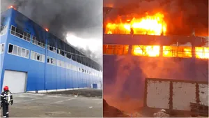 Incendiu de amploare într-o hală industrială din Câmpia Turzii. Pompierii au intervenit cu mai multe autospeciale. FOTO, VIDEO