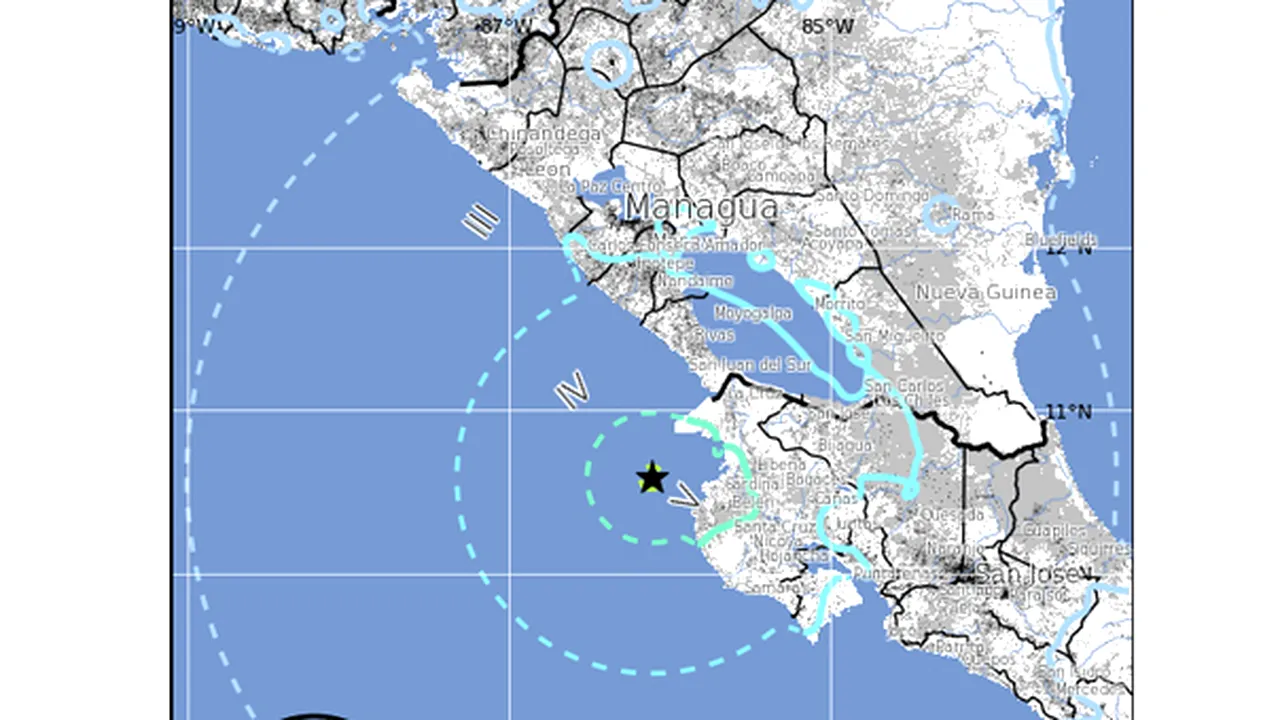 CUTREMUR puternic în largul statului Costa Rica