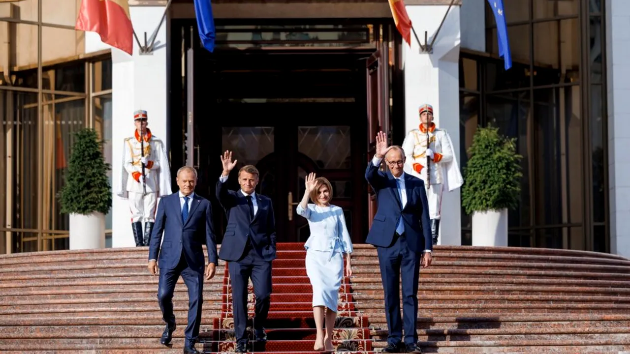 Ziua Independenței Republicii Moldova | Macron, Merz și Tusk sunt la Chișinău. Cei trei lideri europeni au susținut o conferință de presă alături de Maia Sandu