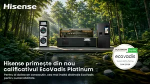 Hisense primește pentru al doilea an consecutiv cel mai înalt calificativ EcoVadis Platinum