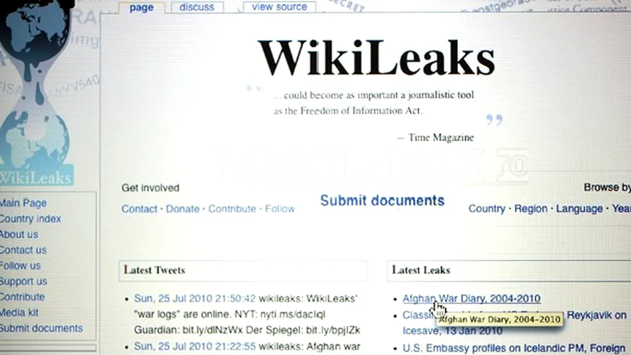 Documentele WikiLeaks ar putea fi publicate începând de duminică seară