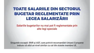 Legea salarizării unitare. PSD a publicat PROIECTUL de lege. Vezi care sunt creşterile salariale în funcţie de categoriile bugetare - DOCUMENT