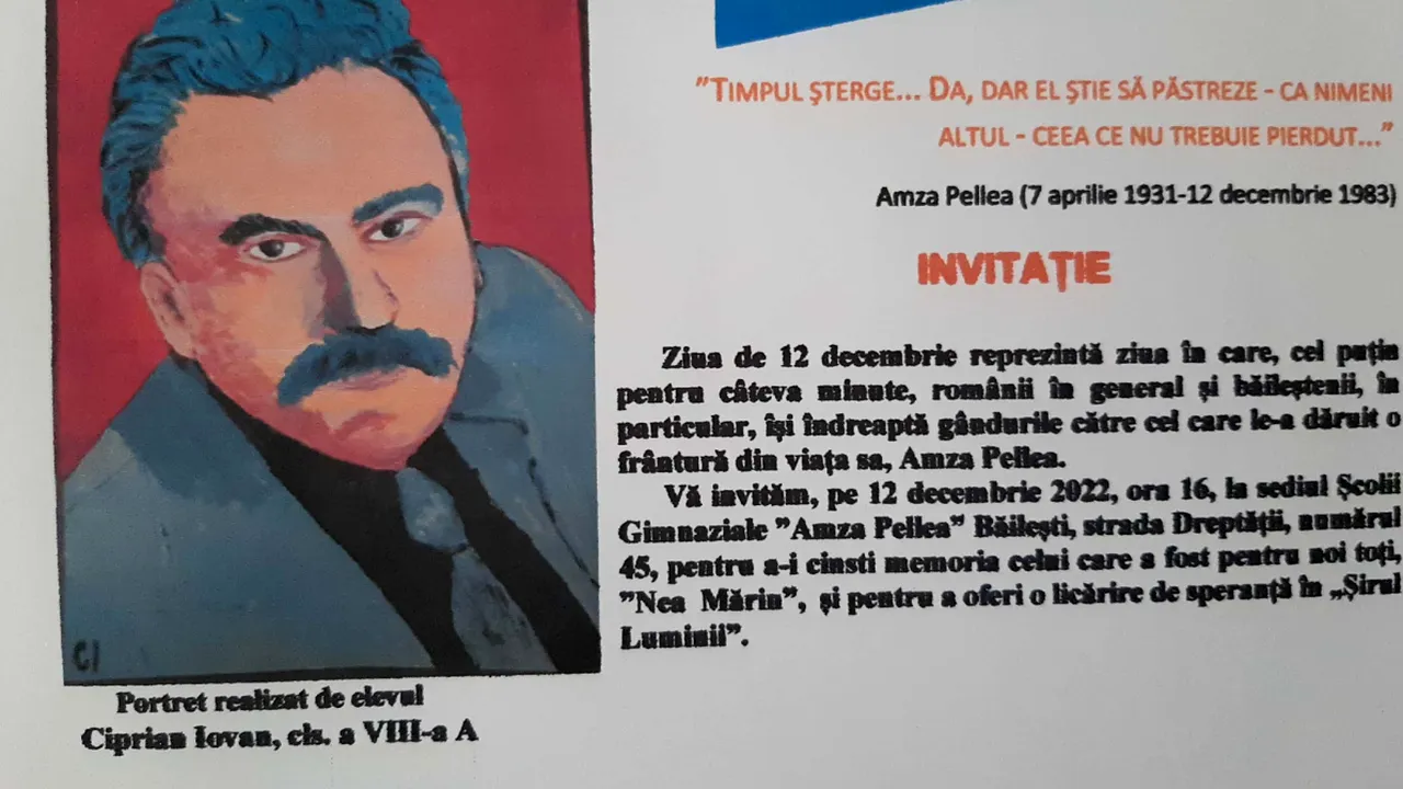 39 de ani de la moartea lui Amza Pellea. Fostul mare actor, comemorat în Băileştiul natal