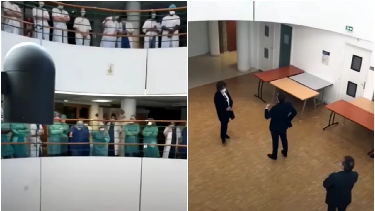 Preşedintele Emmanuel Macron, certat de asistente medicale: „Suntem săraci, iar mâine am putea fi noi cei întinşi pe aceste paturi” - VIDEO