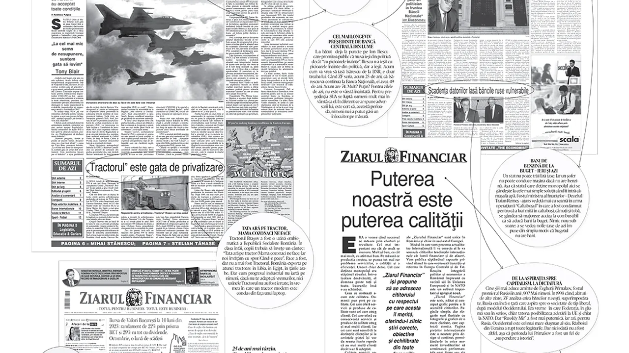 25 de ani de Ziarul Financiar. Ce scria ziarul de business al României în 1998-1999, anii care au pecetluit drumul de azi