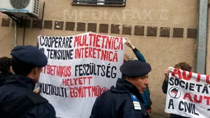 Protest la Cluj faţă de prezenţa în municipiu a premierului Ungariei, Viktor Orban - FOTO