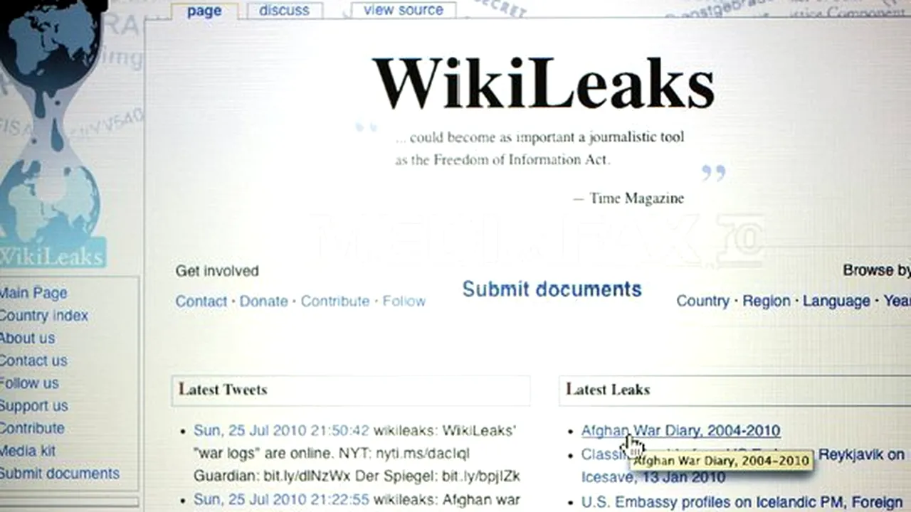 Peste 1.000 de documente publicate de Wikileaks conţin referiri la România