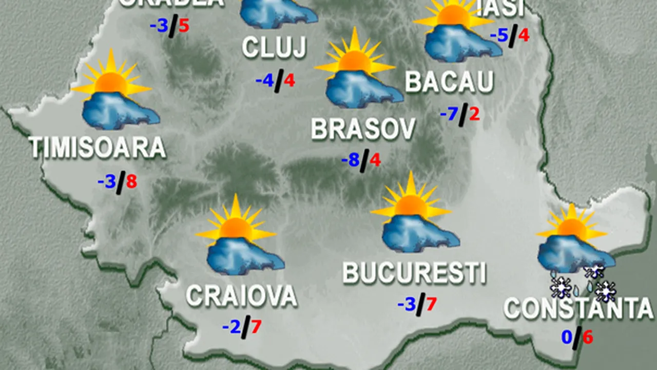 PROGNOZA METEO: Cum va fi vremea vineri, în ţară, la Bucureşti şi la munte