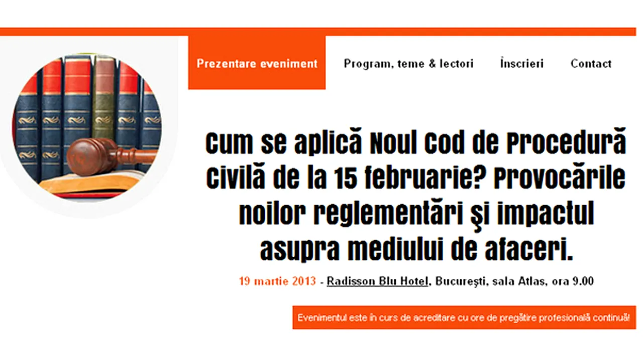Conferinţă MEDIAFAX TALKS: Noul Cod de Procedură Civilă şi impactul asupra mediului de afaceri