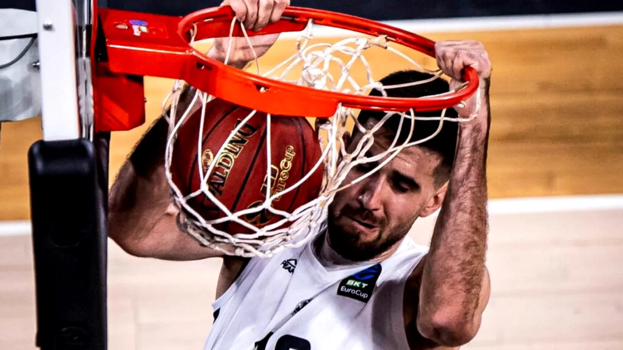Baschet. Dusan Miletic, pivotul sârb de la U-BT Cluj-Napoca, desemnat MVP al rundei 4 din EuroCup