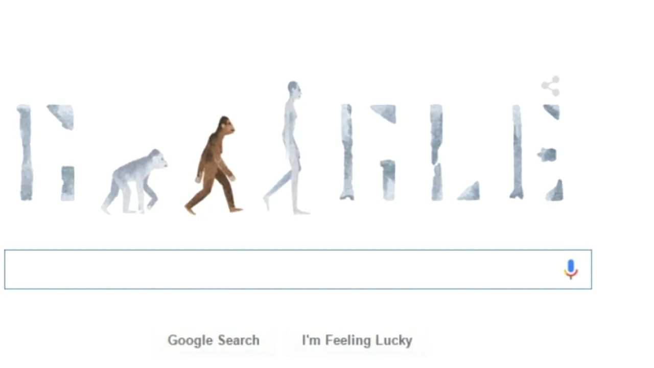 Google marchează 41 de ani de la descoperirea australopitecului Lucy, printr-un logo special