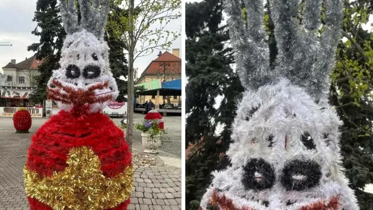 Iepurași horror amplasați în centrul Municipiului Baia Mare aprind spiritele printre localnici / „Te doare mintea cum arată”