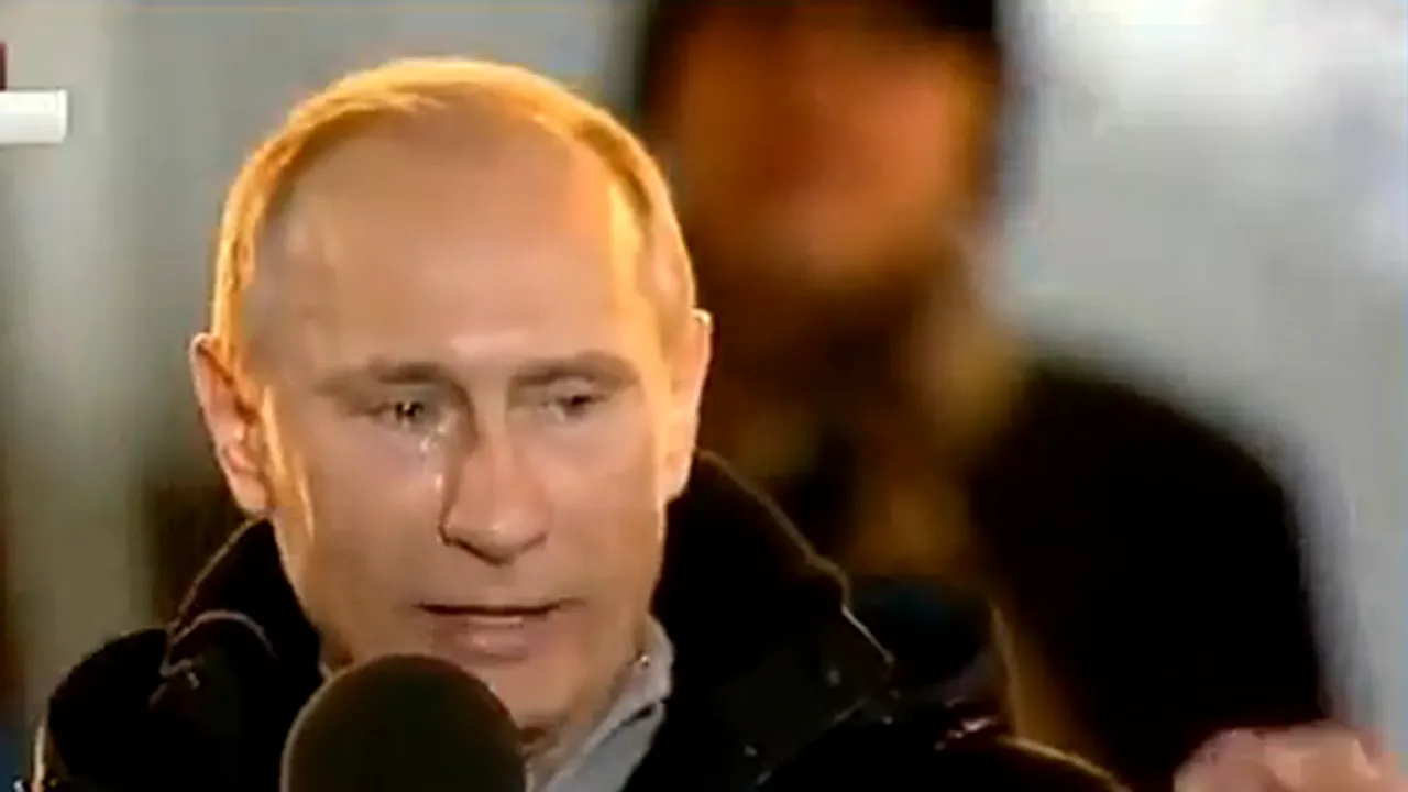 Misterul lacrimii de pe obrazul lui Vladimir Putin în timpul discursului din centrul Moscovei - VIDEO