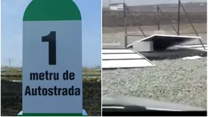 Metrul de autostradă din Suceava, VANDALIZAT. Ştefan Mandachi: Voi pune altă bornă. O voi schimba de fiecare dată, dacă se mai distruge | VIDEO