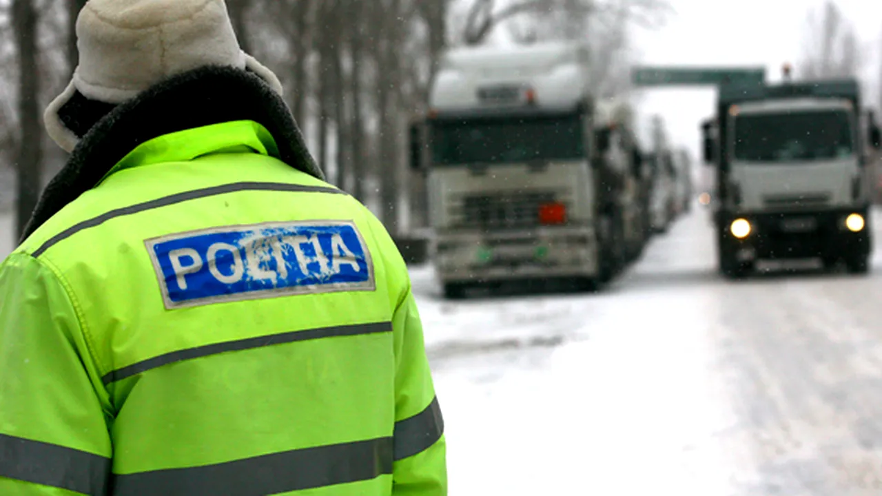 CNADNR: Transporatorii blocaţi fără rovignetă să facă dovada înzăpezirii, pentru a nu fi amendaţi