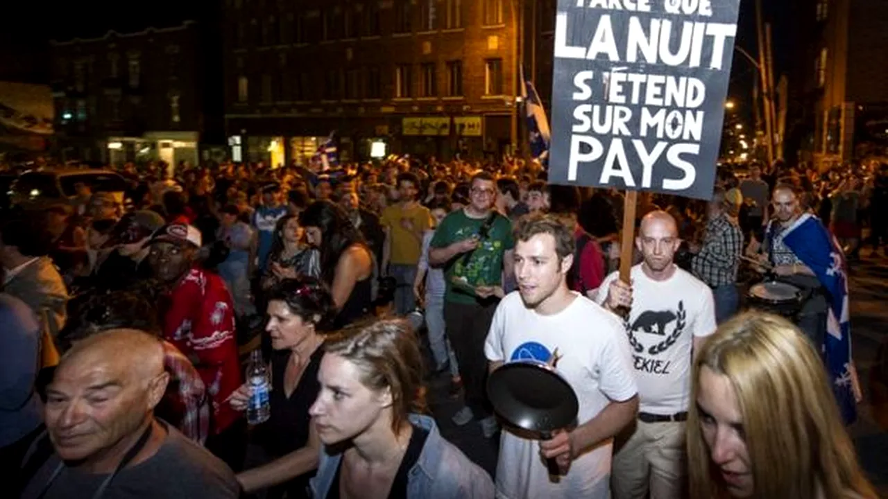 Manifestaţie veselă, însoţită de un concert de tigăi la Montreal - VIDEO