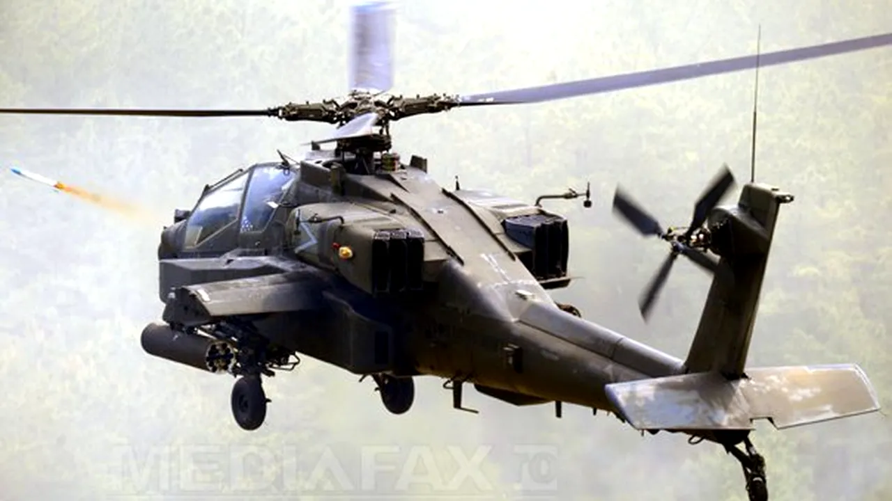 O rachetă de antrenament a căzut dintr-un elicopter Apache, în apropierea unui oraş din Texas