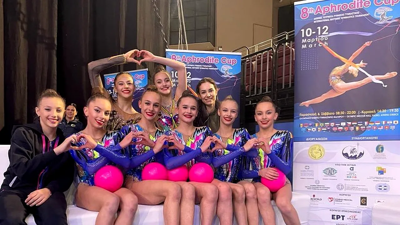 Opt medalii, din care 4 de aur, pentru gimnastica ritmica românească în Grecia