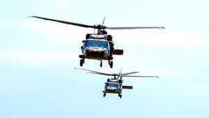 Primul test cu elicopterul Black Hawk pentru situaţii de urgenţă, în prezenţa şefilor IGAV şi DSU