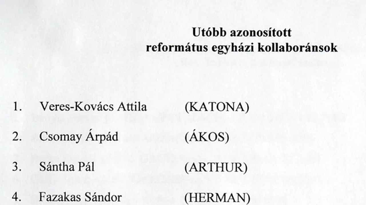 Tokes a prezentat două liste cu 24 de preoţi reformaţi care ar fi fost informatori ai Securităţii