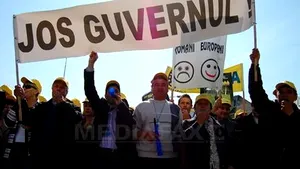 Romanians Continue Demonstrations Against Austerity Measures Outside Parliament HQ