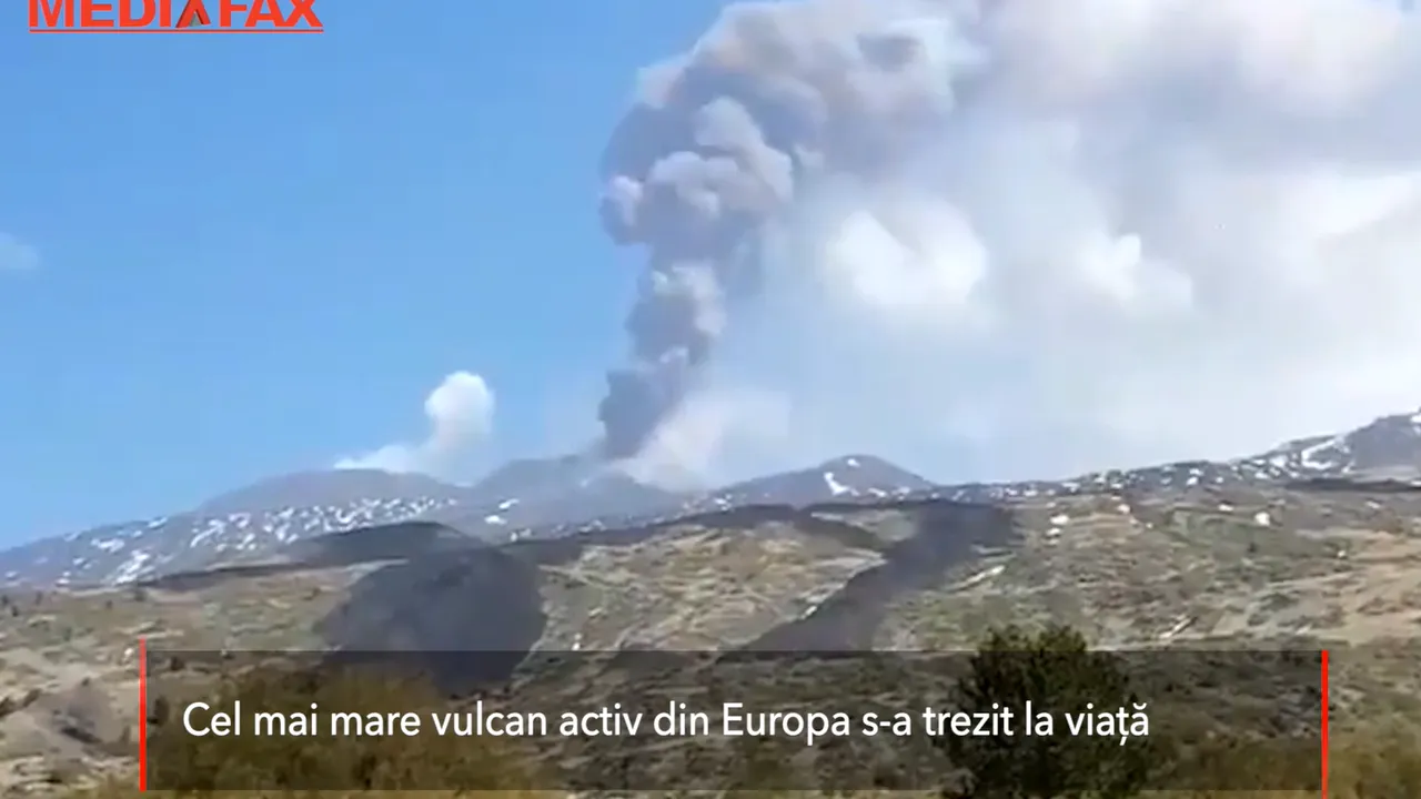 VIDEO: Cel mai mare vulcan al Europei a erupt pentru a doua oară în acest an. Nori groşi de fum şi cenuşă au acoperit cerul