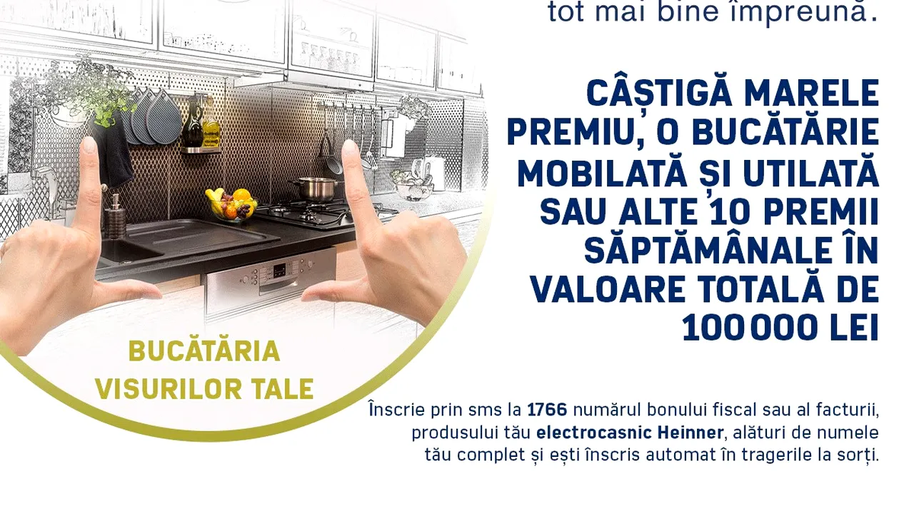 Câştigă bucătăria visurilor tale sau unul din cele 10 pachete de premii săptămânale cu HEINNER