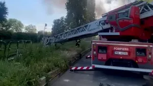 Incendiu violent la un centru comercial din Arad