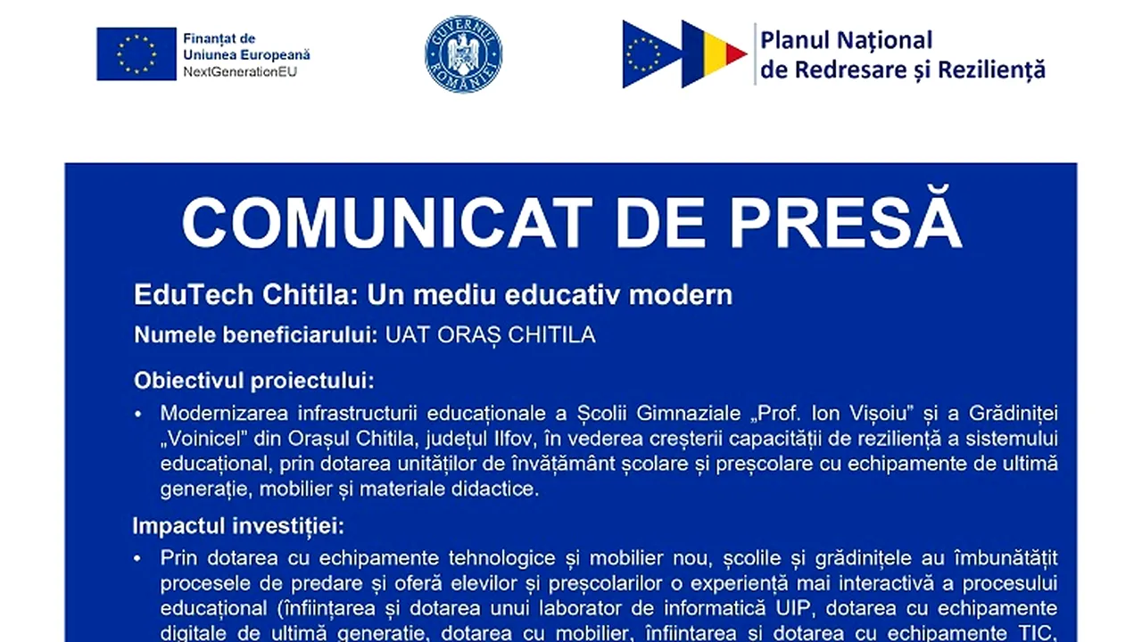 EduTech Chitila: Un mediu educativ modern