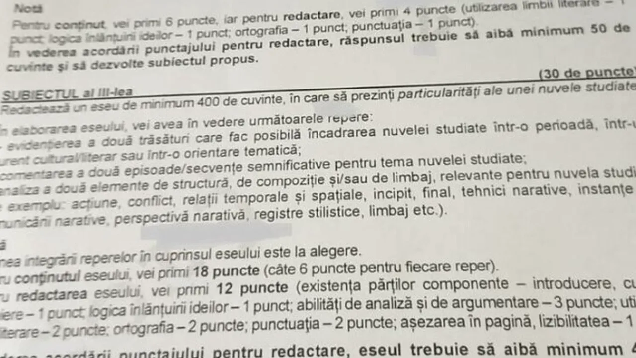 Subiecte de bacalaureat scurse online în timpul probei de limba română, în Gorj