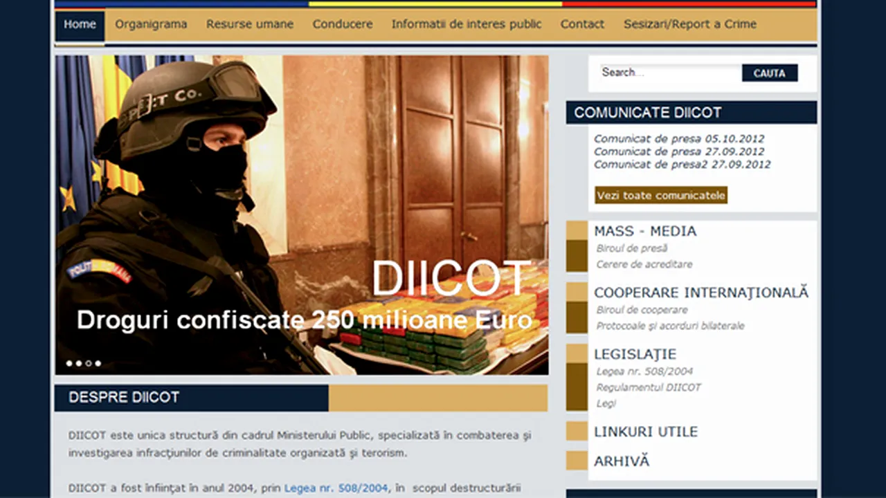 DIICOT şi-a lansat noul site, care include şi categoria 