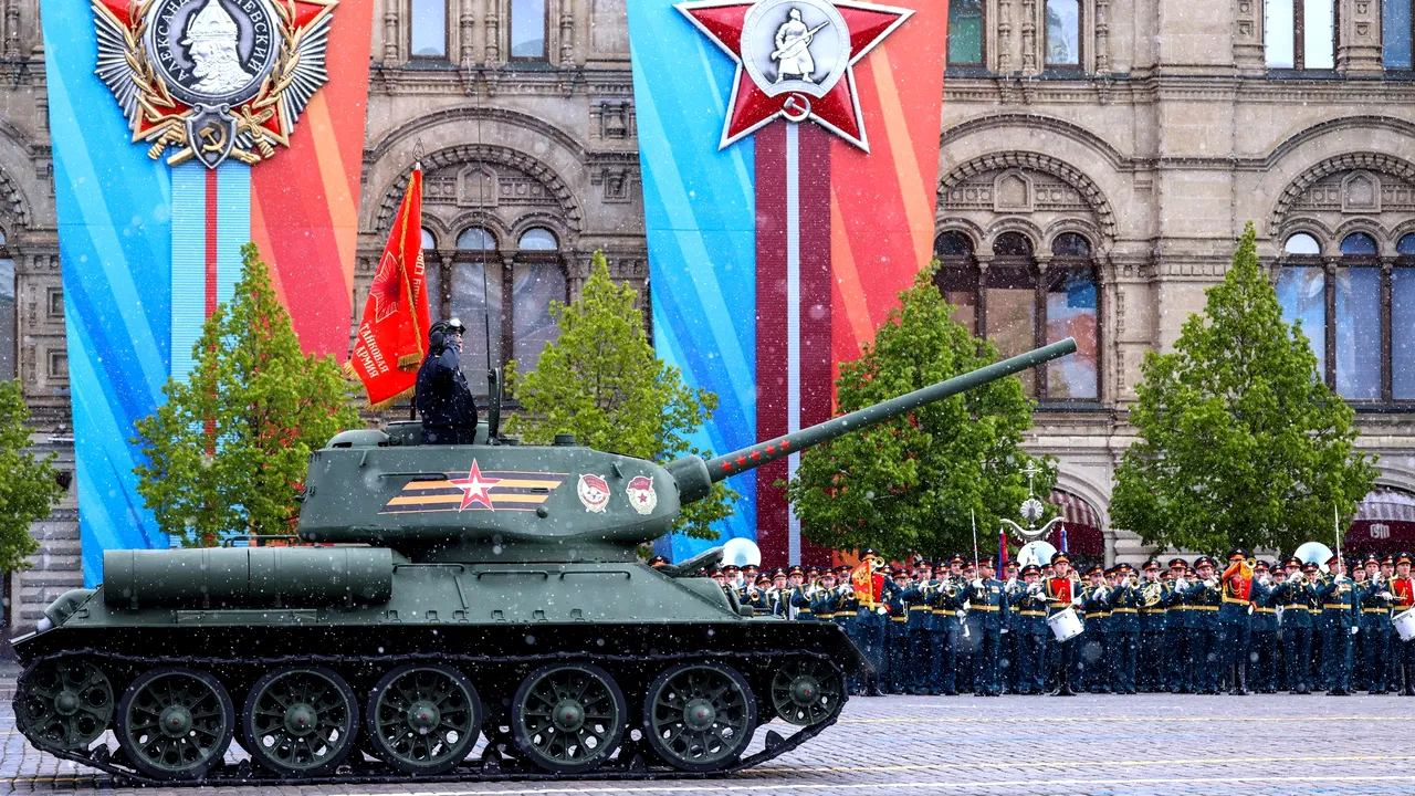 Economie la parada Moscovei de Ziua Victoriei: Un singur tanc a fost expus, acelaşi prezent şi anul trecut