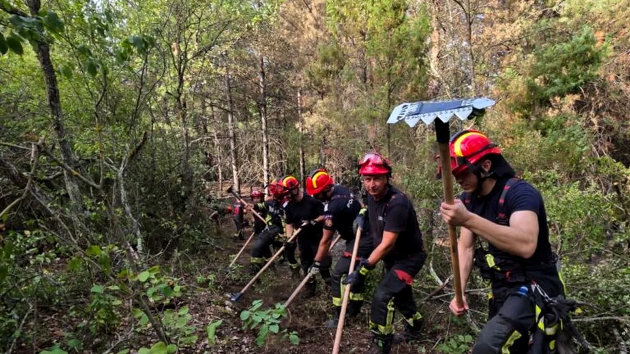 Misiune dificilă pentru pompierii români în Serbia. Au degajat 7 kilometri de drum pentru a ajunge la zonele afectate de incendii