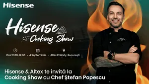 Hisense Cooking Show a ajuns la Altex Pallady în București: spectacol culinar cu Chef Ștefan Popescu