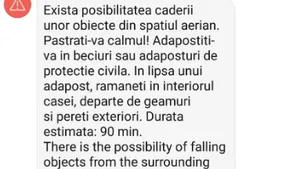 Mesaj Ro Alert în Constanţa: „Există posibilitatea căderii unor obiecte din spaţiul aerian”