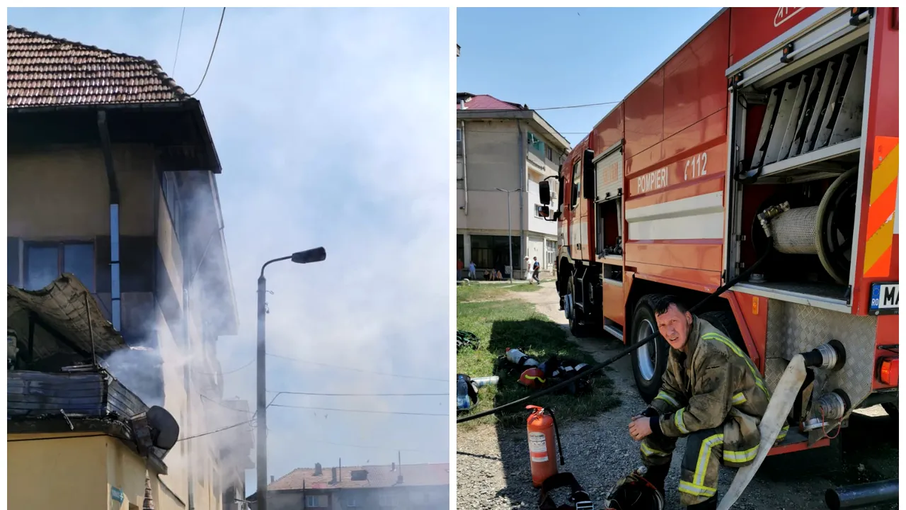 FOTO & VIDEO:  Apartament în flăcări. Un bărbat de 66 de ani a ajuns la spital cu arsuri grave, pe 40% din corp