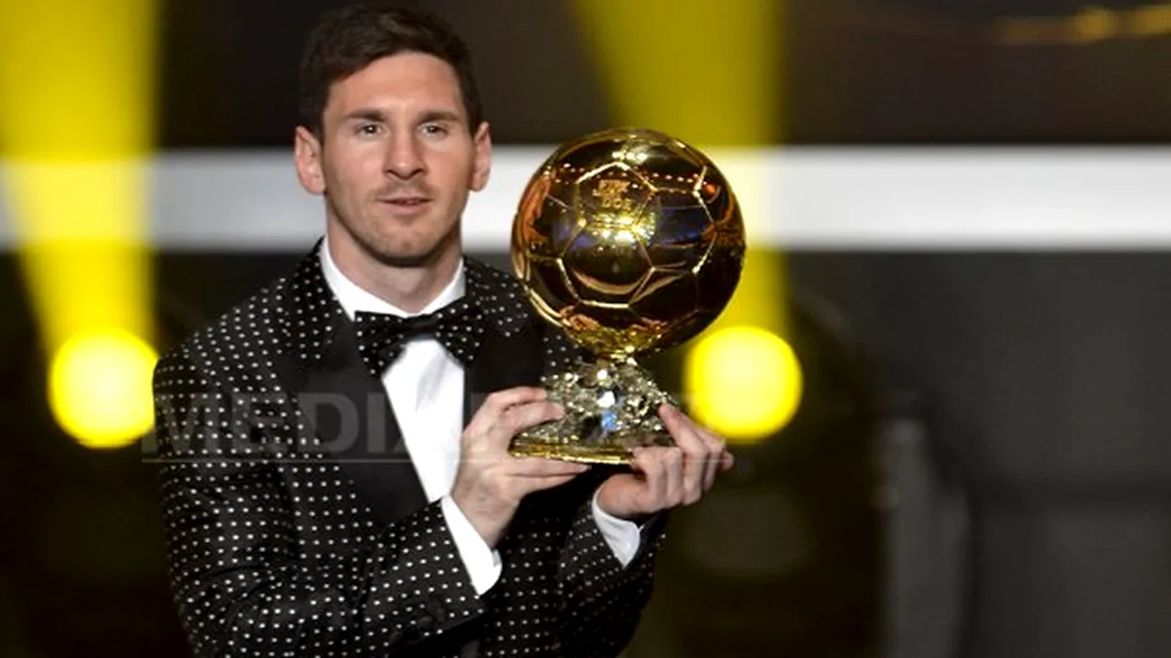 Lionel Messi a purtat un costum unicat cu buline la gala în care a primit al patrulea Balon de Aur